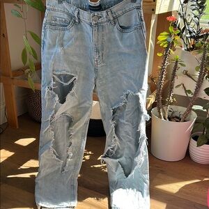 Stylish Light Blue Distressed Jeans